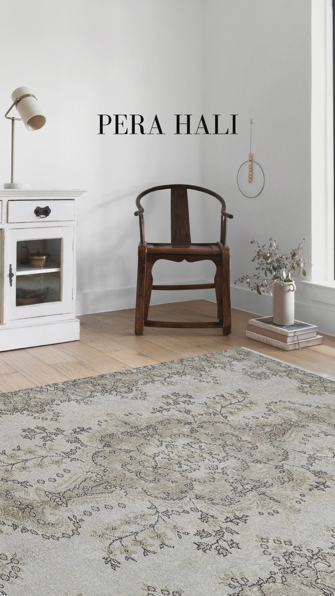 Load video: Pale Pink Cream Beige Geometric Patterned Kilim Rug