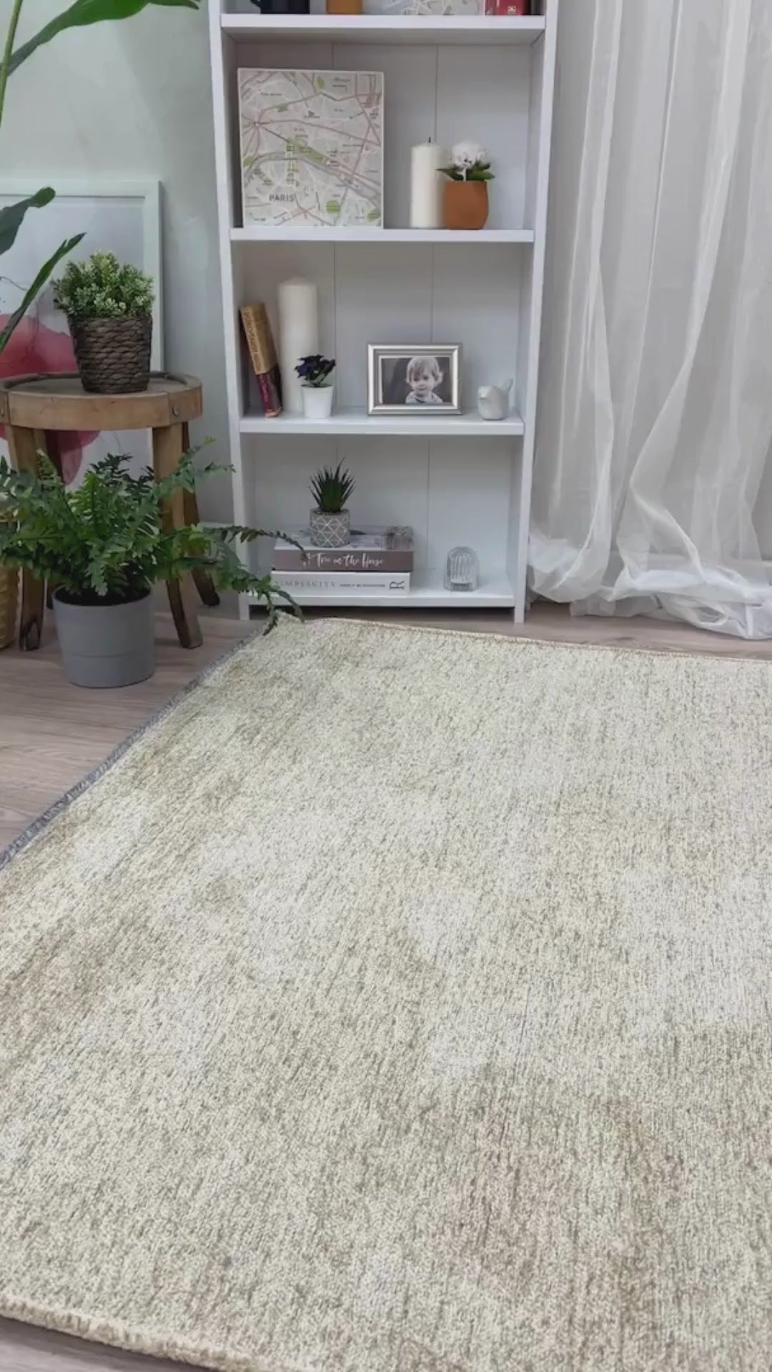 Load video: Beige Modern Flat Washable Antibacterial Carpet - YO11500C