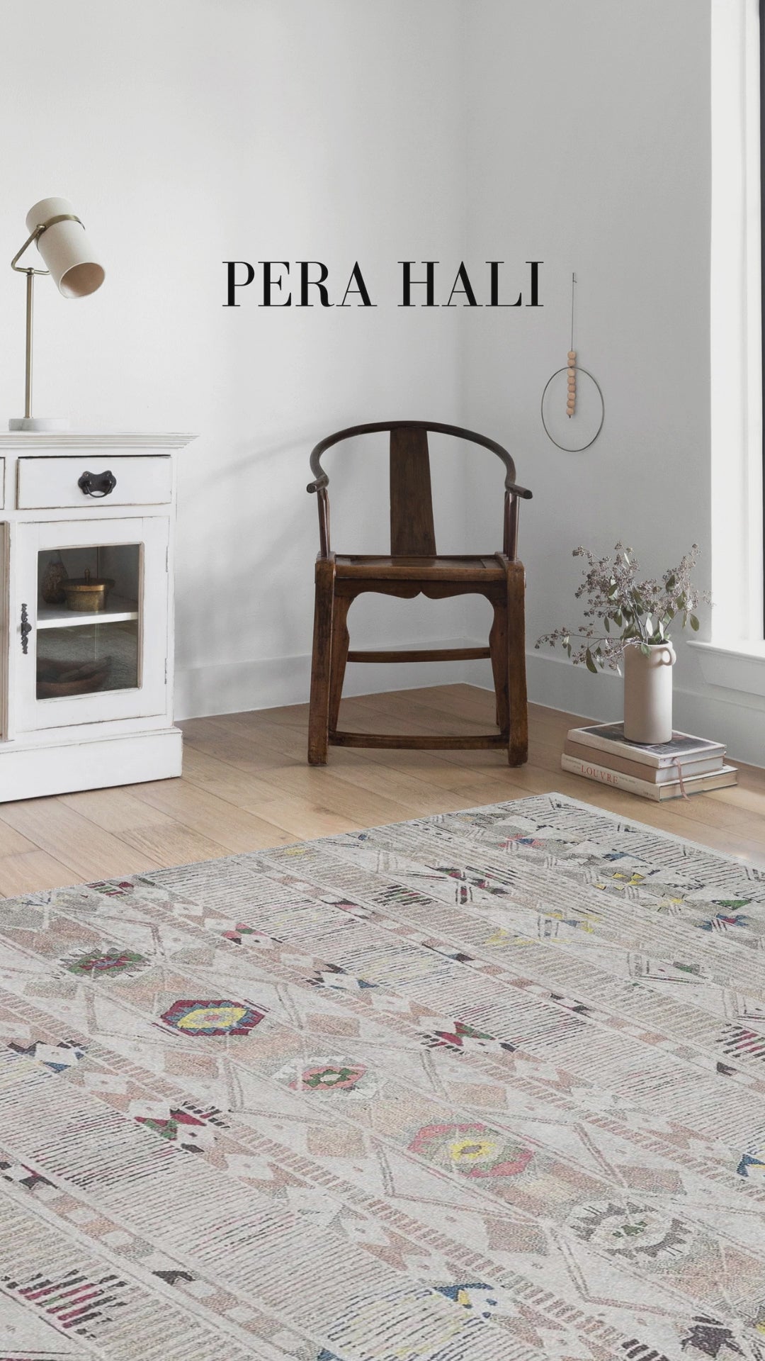 Load video: Beige Patterned Bohemian Rug - SH1716B