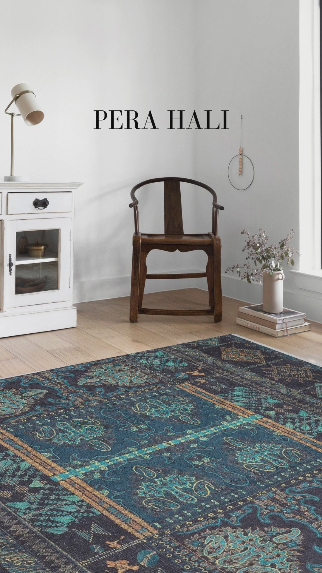 Load video: Authentic Green Blue Anatolian Carpet - SH1862YM