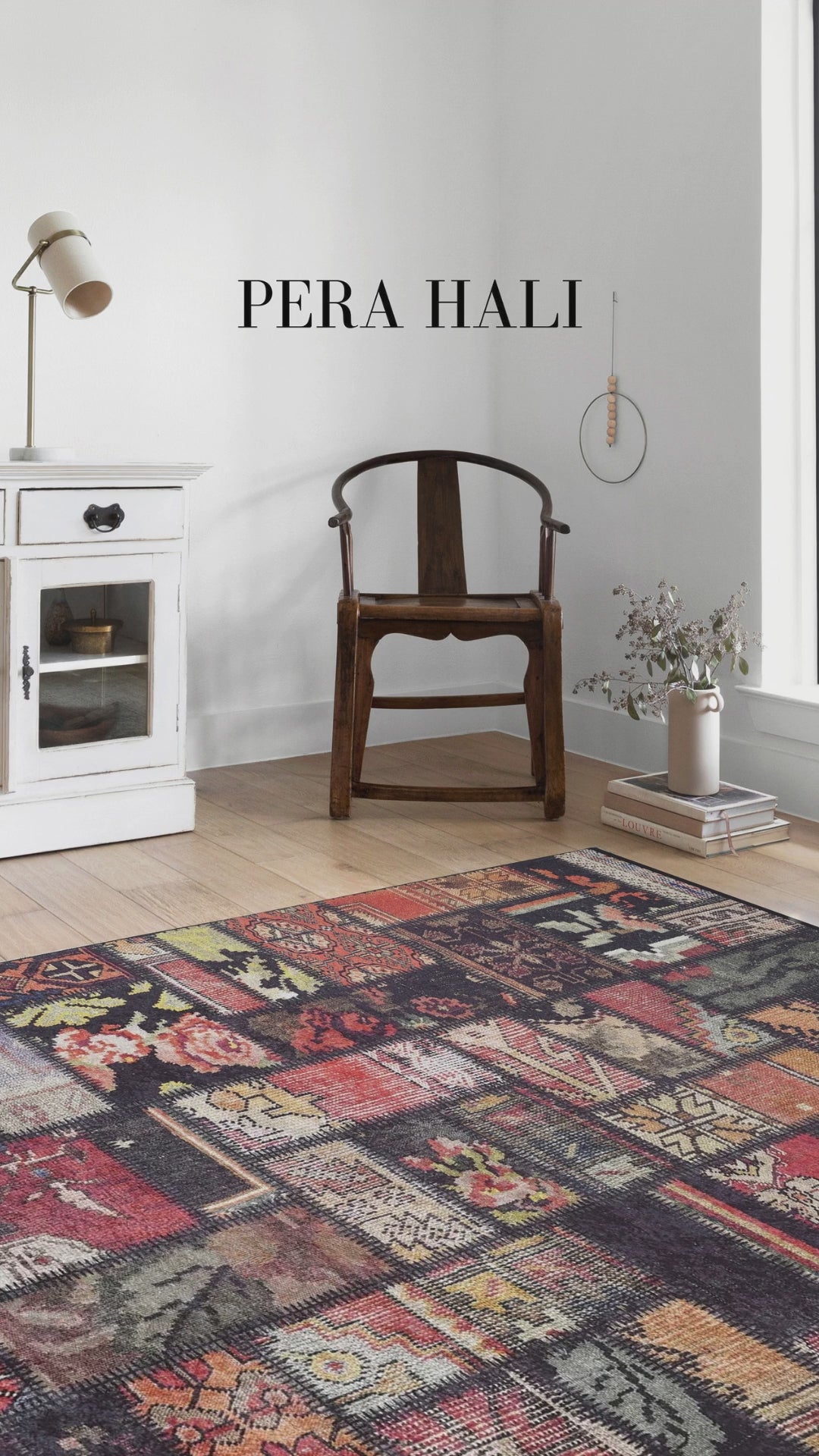 Load video: Pale Pink Cream Beige Geometric Patterned Kilim Rug