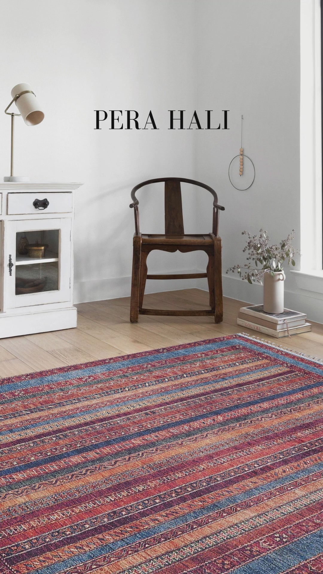 Load video: Pale Pink Cream Beige Geometric Patterned Kilim Rug