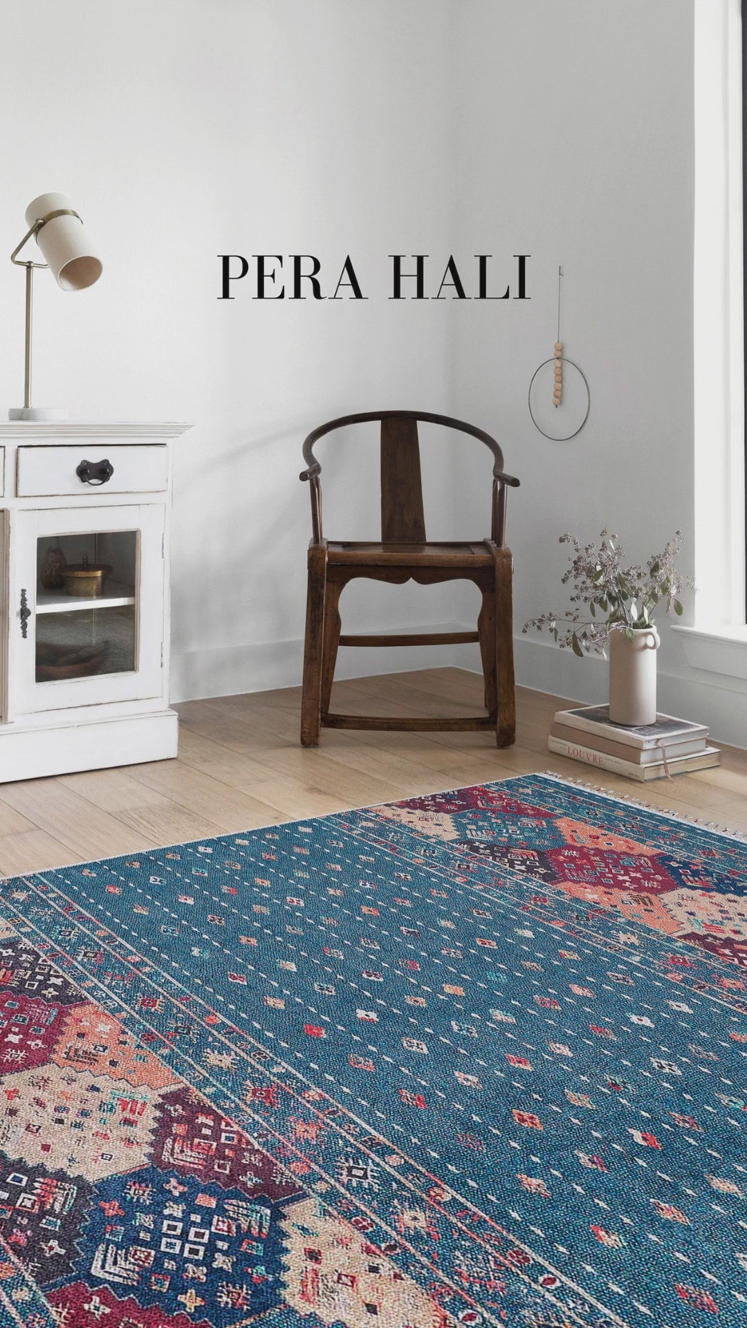 Load video: Pale Pink Cream Beige Geometric Patterned Kilim Rug