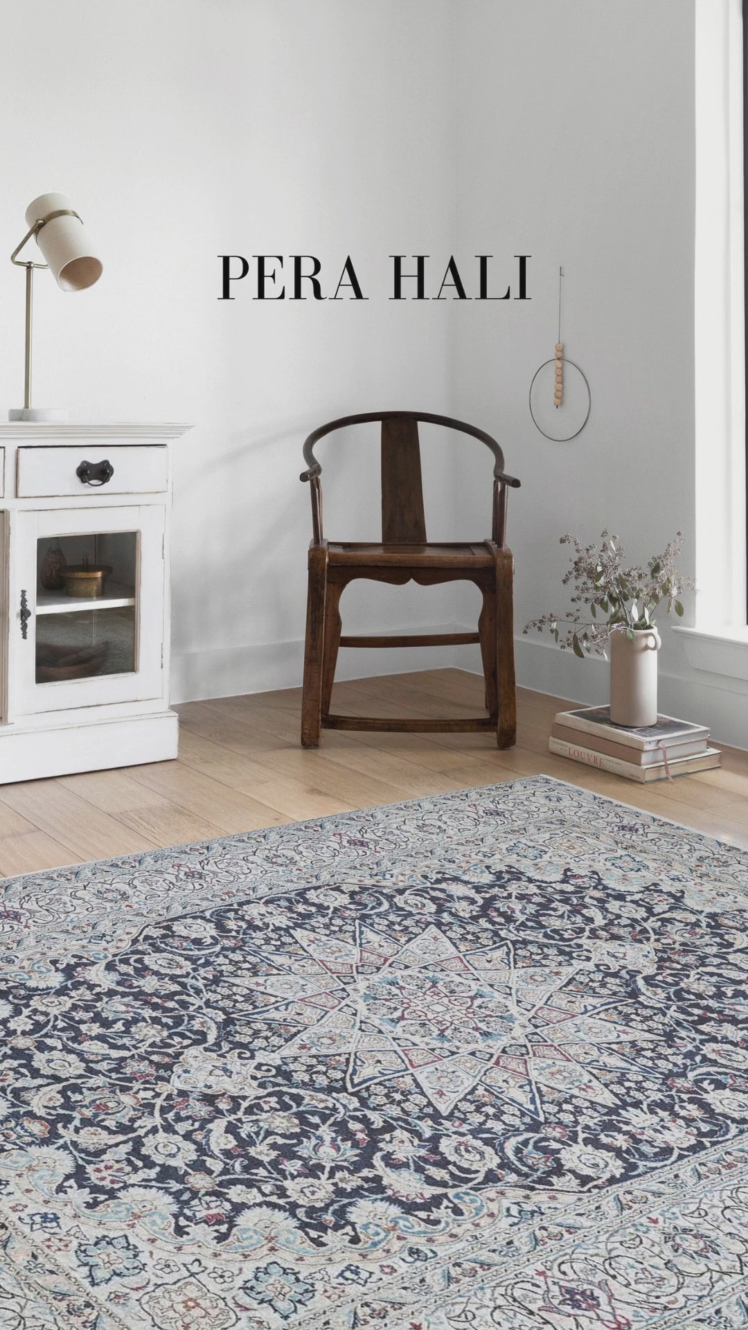 Load video: Unique Antique Patterned White and Navy Blue Kilim Carpet - CLEARANCE - 1686OU275365
