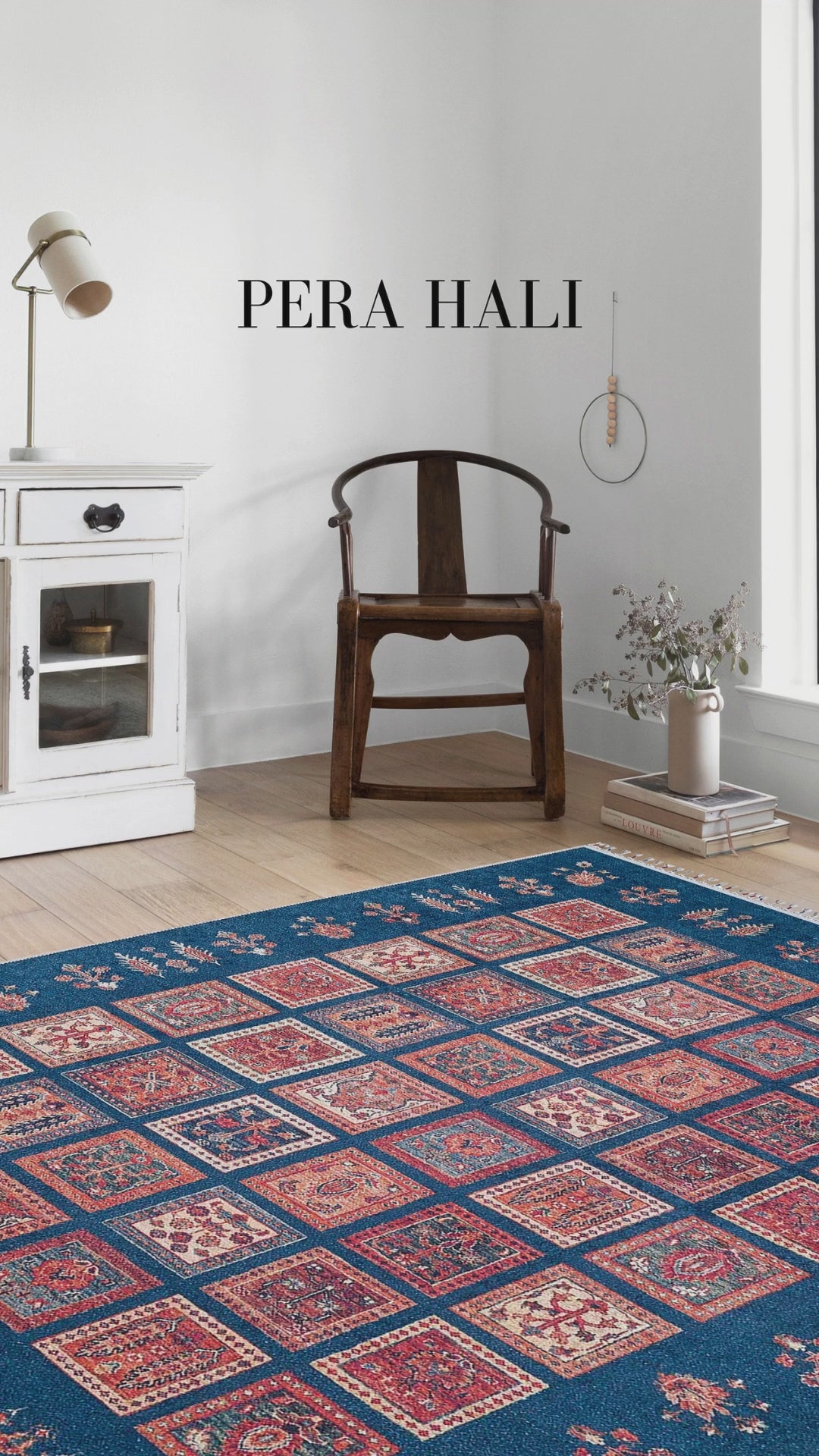 Load video: Pale Pink Cream Beige Geometric Patterned Kilim Rug