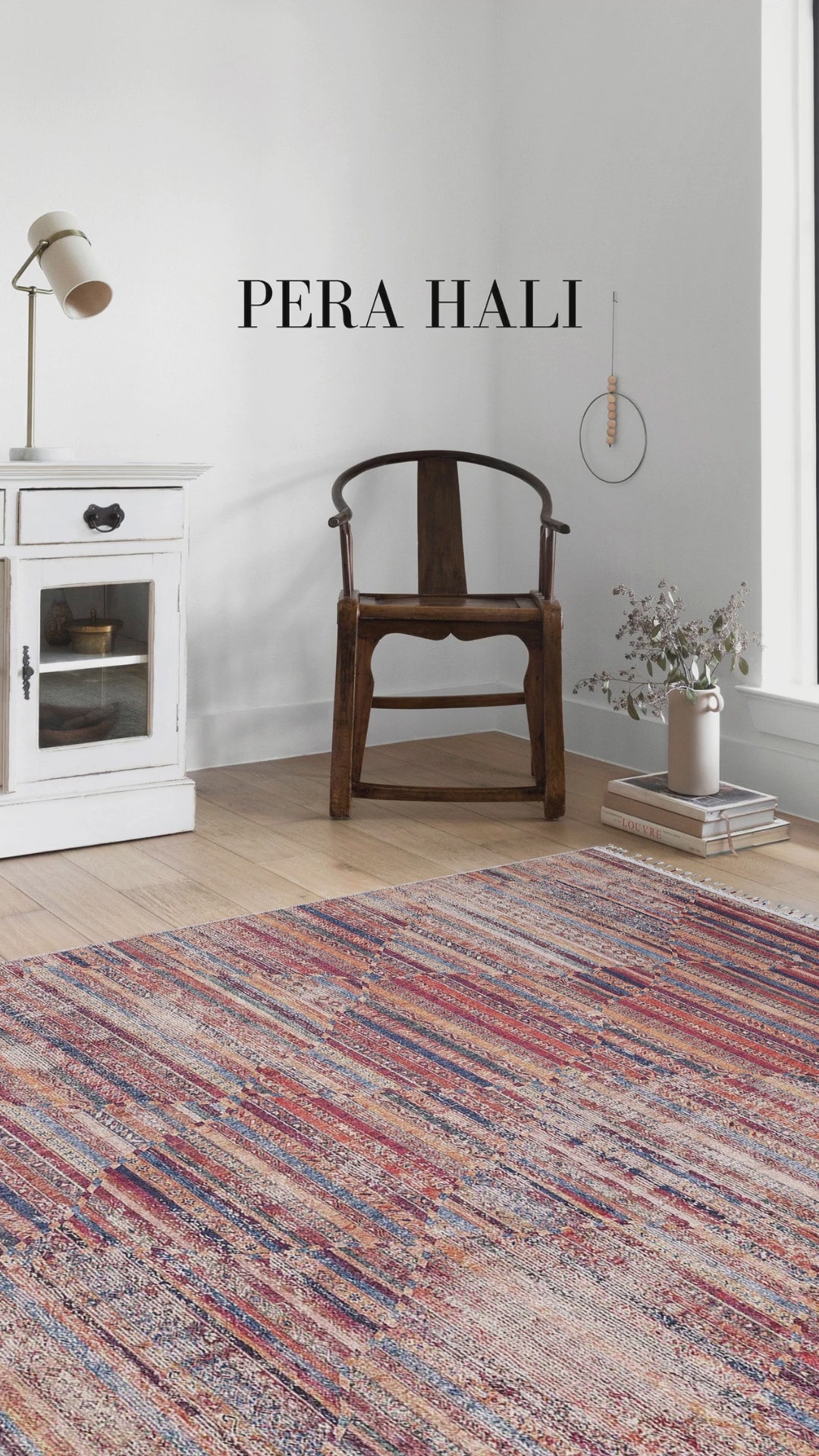 Videoyu yükle: Turuncu Çok Renkli Geometrik Desenli Modern Kilim Halı