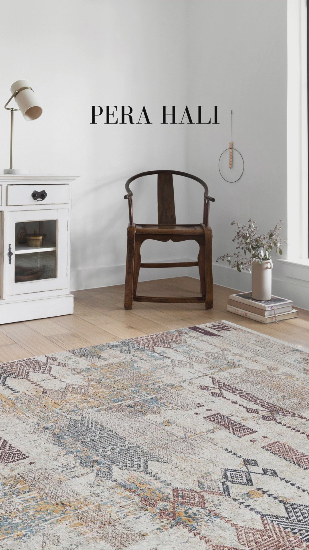 Load video: Geometric Plain Beige Kilim Rug - SH1708B