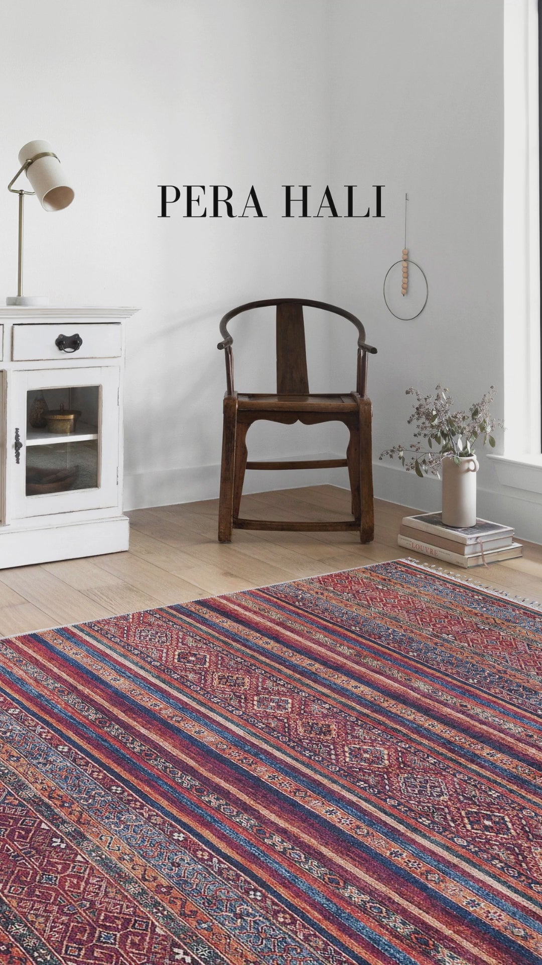Load video: Pale Pink Cream Beige Geometric Patterned Kilim Rug