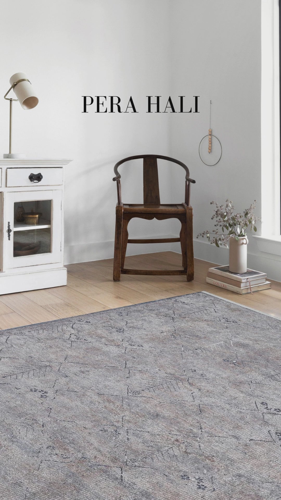 Load video: Pale Pink Cream Beige Geometric Patterned Kilim Rug