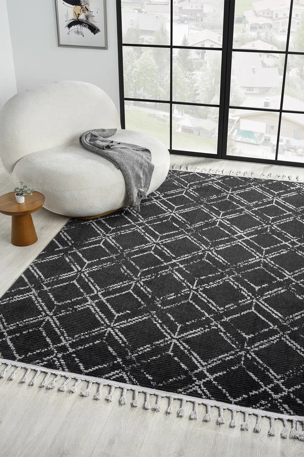 Antrasit Yumuşak Dokulu Modern Peluş Halı - 1006AP