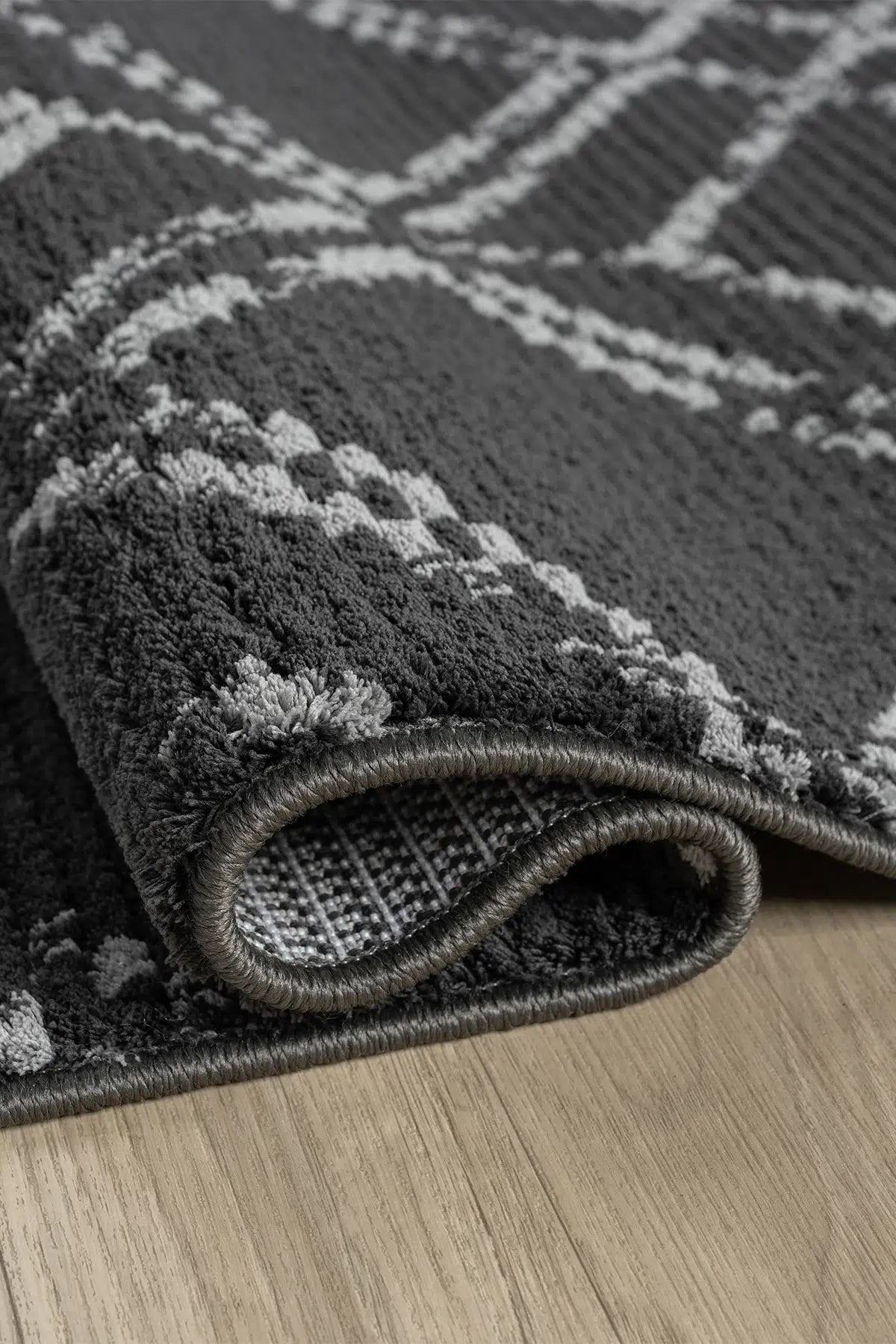 Antrasit Yumuşak Dokulu Modern Peluş Halı - 1006AP