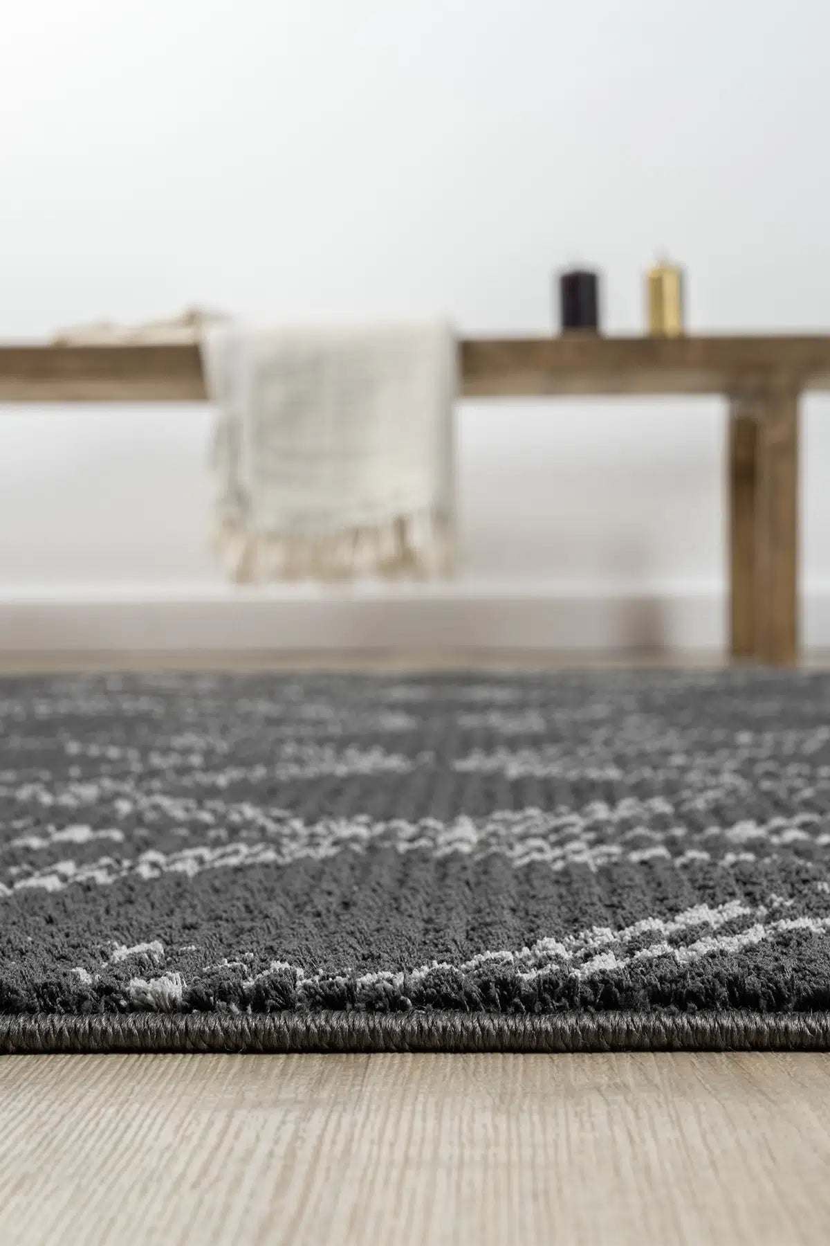 Antrasit Yumuşak Dokulu Modern Peluş Halı - 1006AP