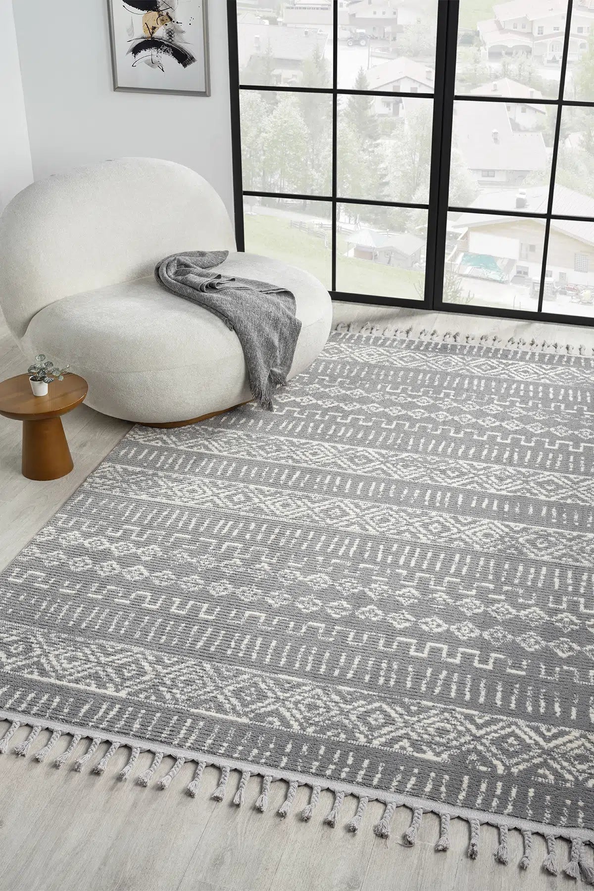 Gri Yumuşak Dokulu Modern Peluş Halı - 1005GP