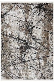Bej Siyah Soyut Çizgi Desenli Modern Halı 160x230 cm