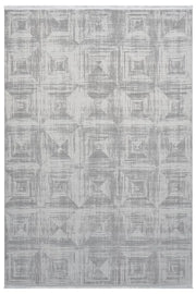 Açık Gri Geometrik Kare Desenli Modern Halı 160x230 cm