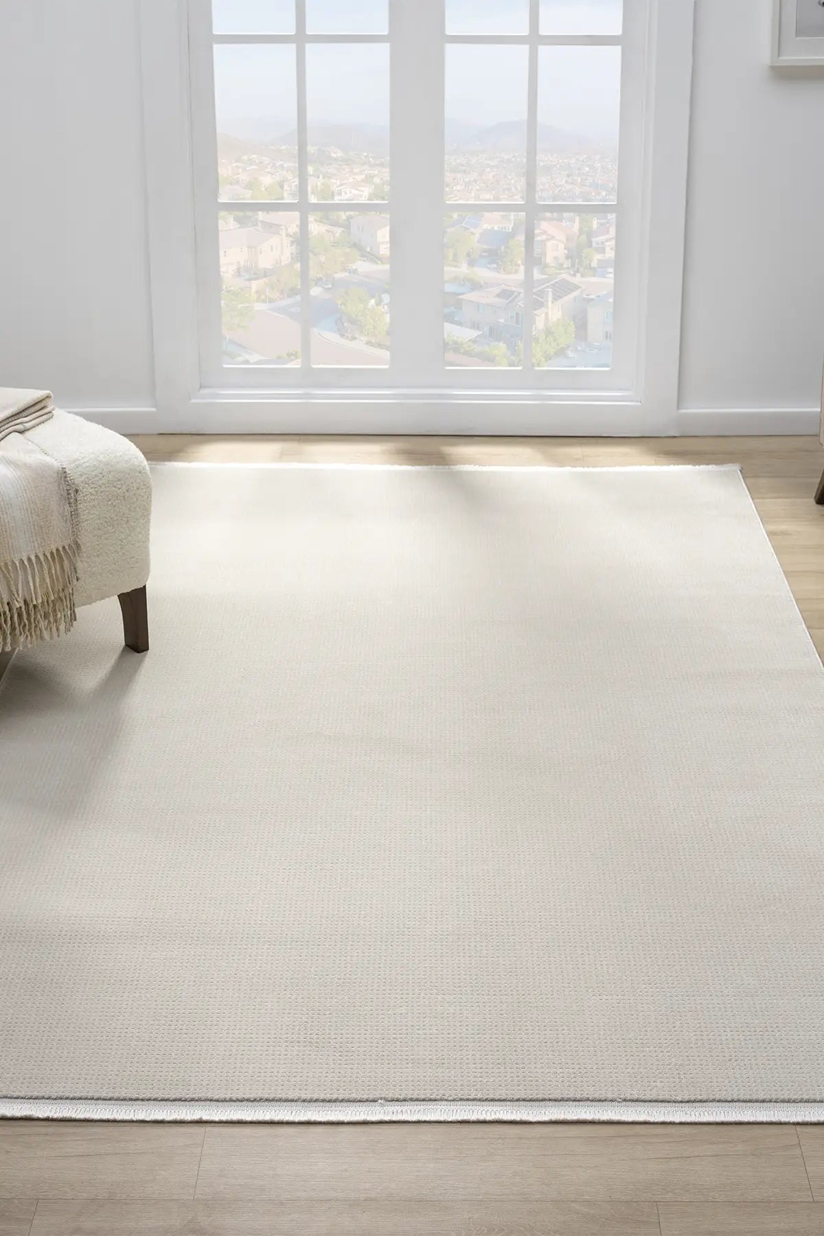 Bej Leke Tutmaz Dokulu Minimal Modern Halı - 12000BS
