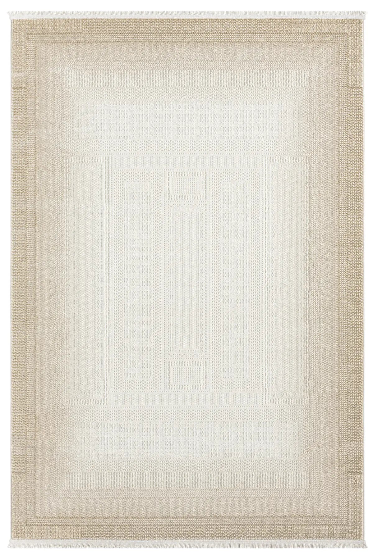 Bej Leke Tutmaz Dokulu Minimal Modern Halı - 12006BS