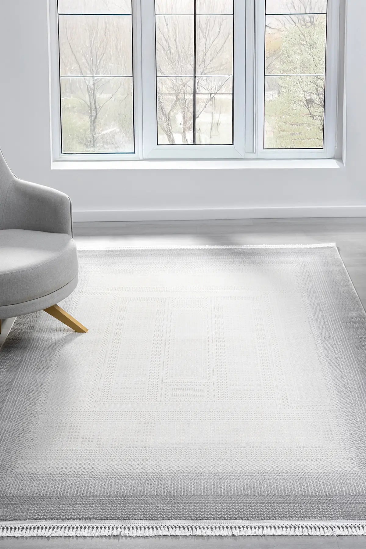 Gri Leke Tutmaz Dokulu Minimal Modern Halı - 12006GS