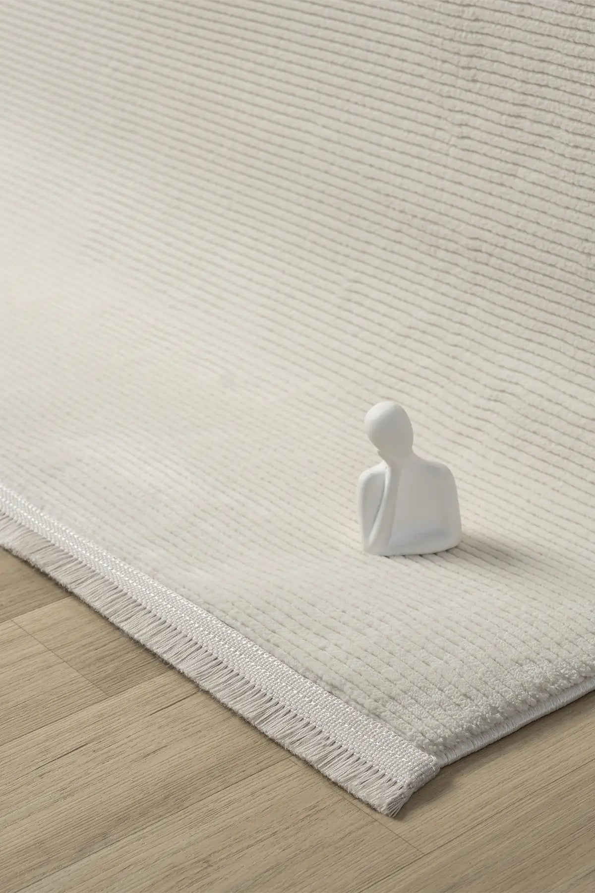 Krem Leke Tutmaz Dokulu Minimal Modern Halı - 12001KS