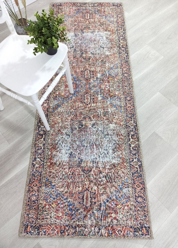 Gray Geometric Patterned Vintage Carpet