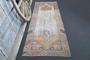 El yapımı vintage yolluk 81x272 cm oryantal desenli yün - detay görünümü