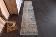 1950'lerden Anadolu kökenli oryantal desenli el dokuma vintage yolluk, 57x281 cm