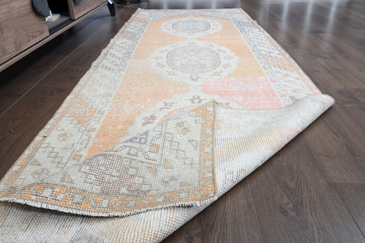 El yapımı vintage yolluk 94x279 cm oryantal desenli yün - desen detayı