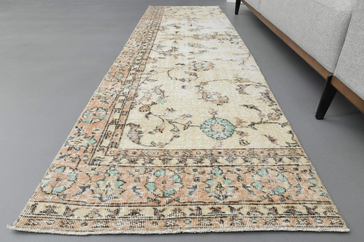 El yapımı vintage yolluk 76x269 cm çiçek desenli desenli yün - mekan görünümü