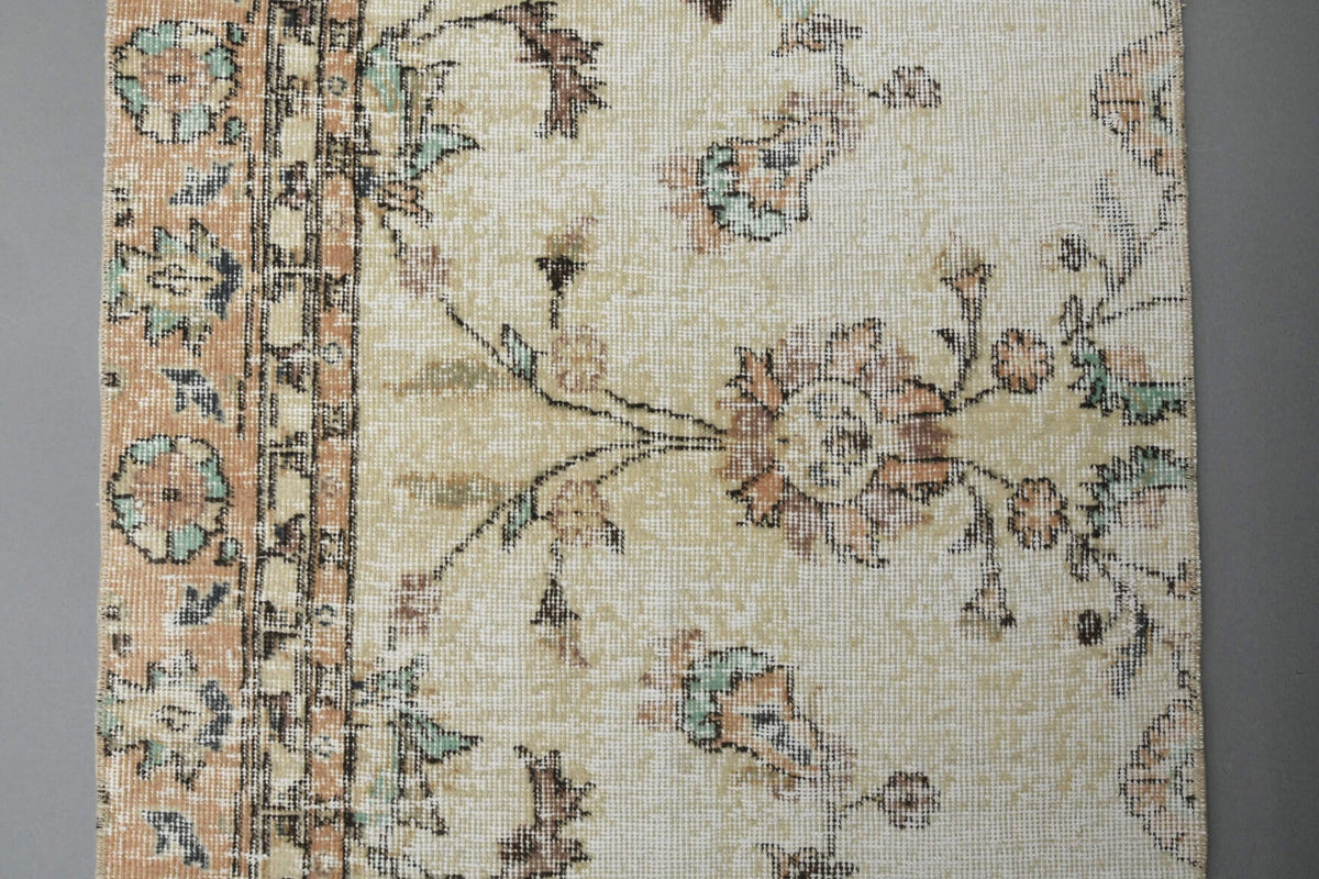 El yapımı vintage yolluk 76x269 cm çiçek desenli desenli yün - açık alan görünümü
