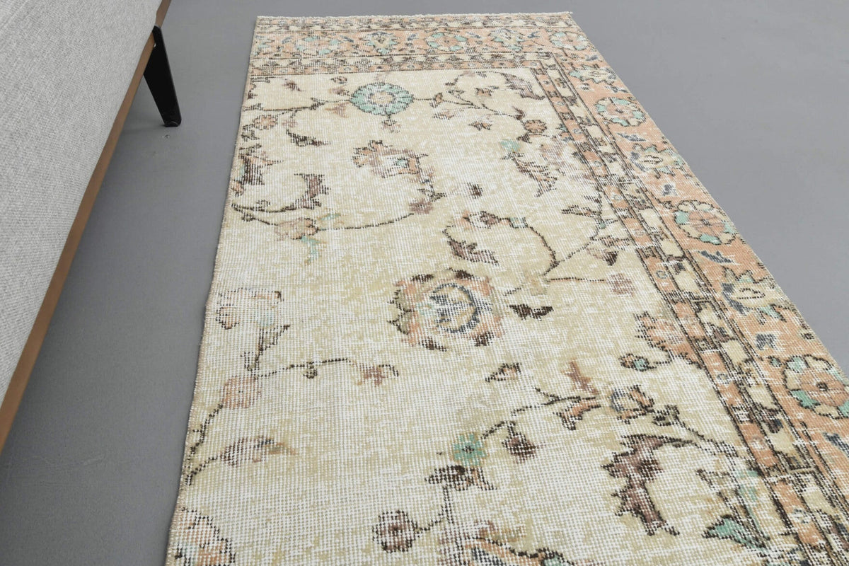 El yapımı vintage yolluk 76x269 cm çiçek desenli desenli yün