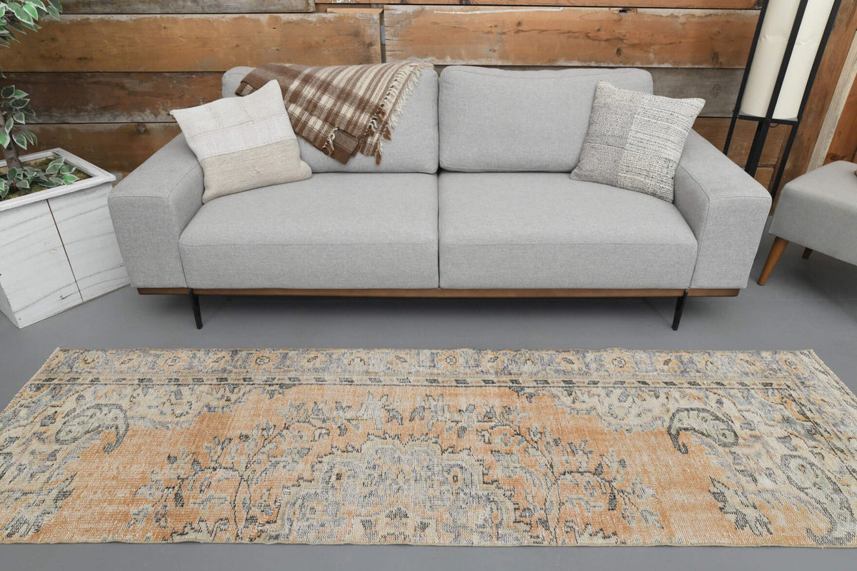 El yapımı vintage yolluk 79x269 cm oryantal desenli yün - yakın çekim doku detayı