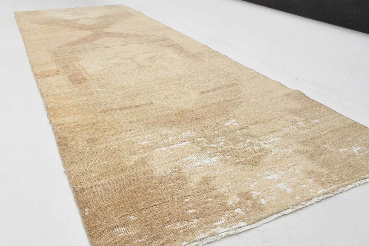 El yapımı vintage yolluk 81x254 cm oryantal desenli yün - yakın çekim doku detayı