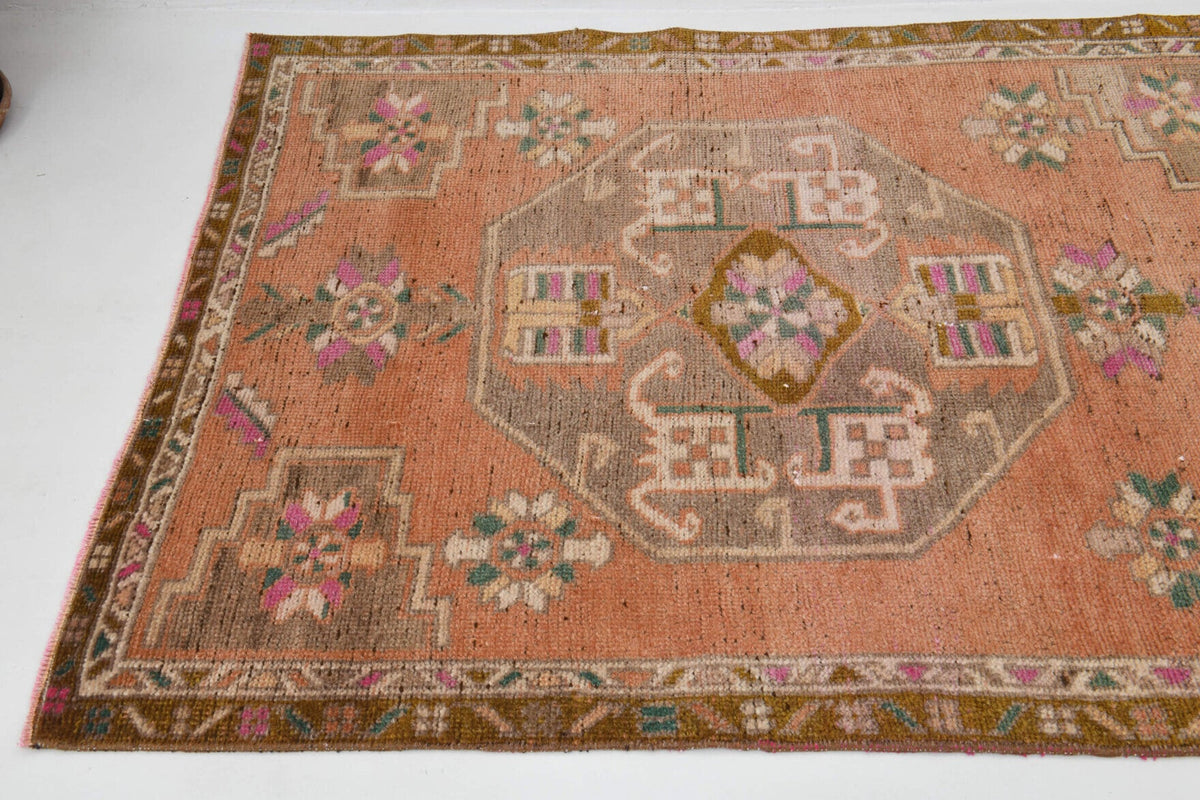 El yapımı vintage yolluk 112x381 cm oryantal desenli yün - açık alan görünümü