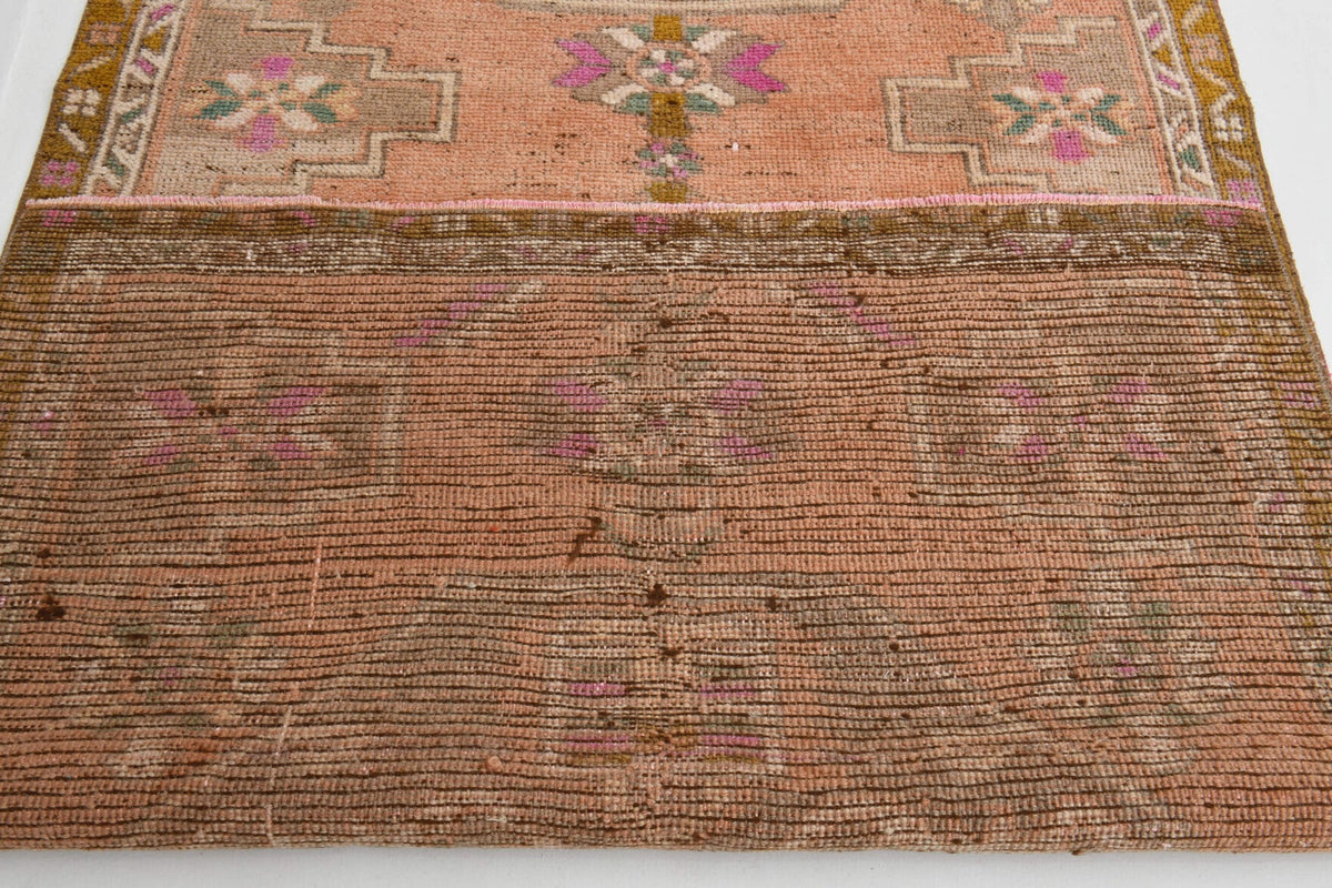 El yapımı vintage yolluk 112x381 cm oryantal desenli yün