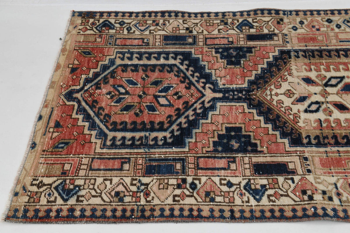 El yapımı vintage yolluk 94x330 cm oryantal desenli yün - açık alan görünümü