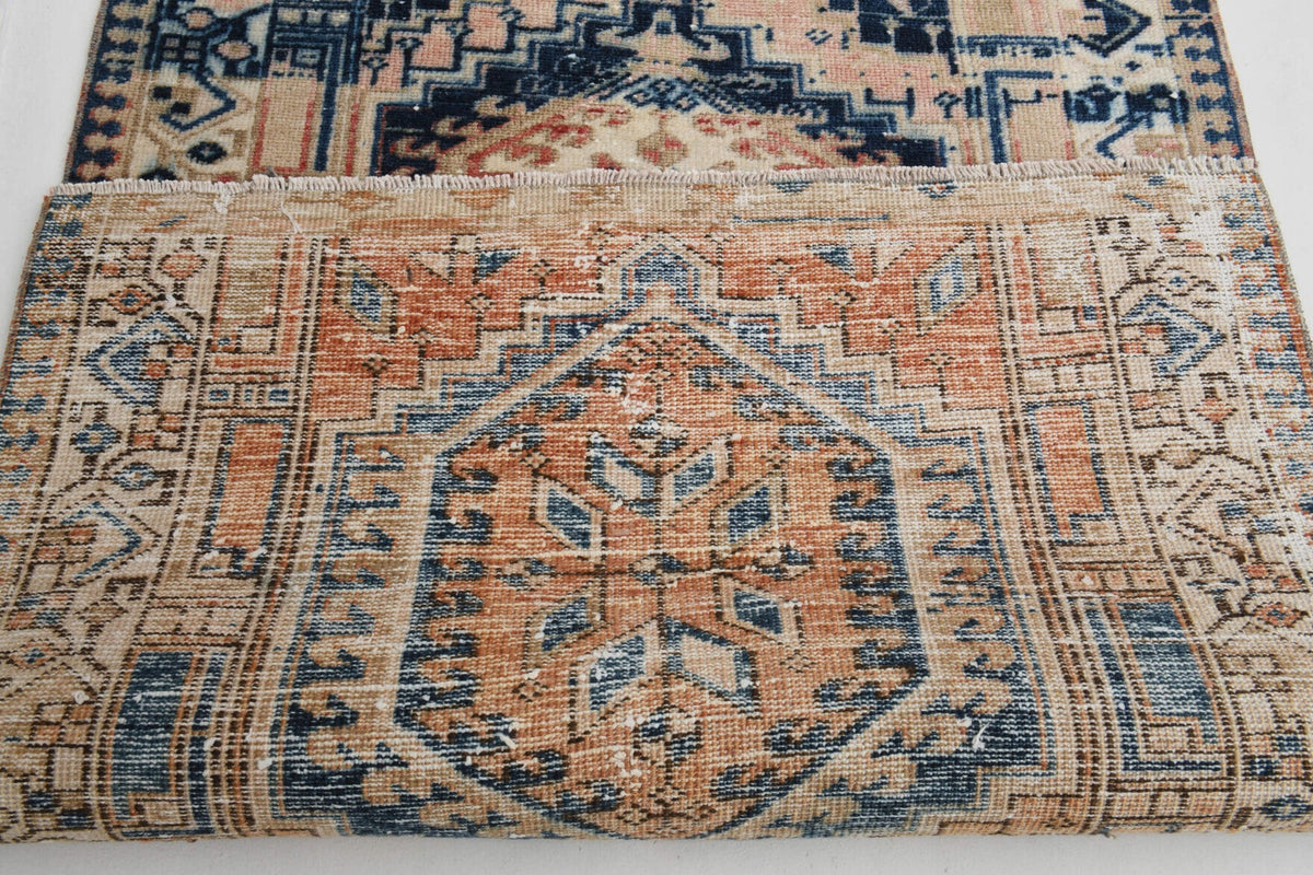El yapımı vintage yolluk 94x330 cm oryantal desenli yün