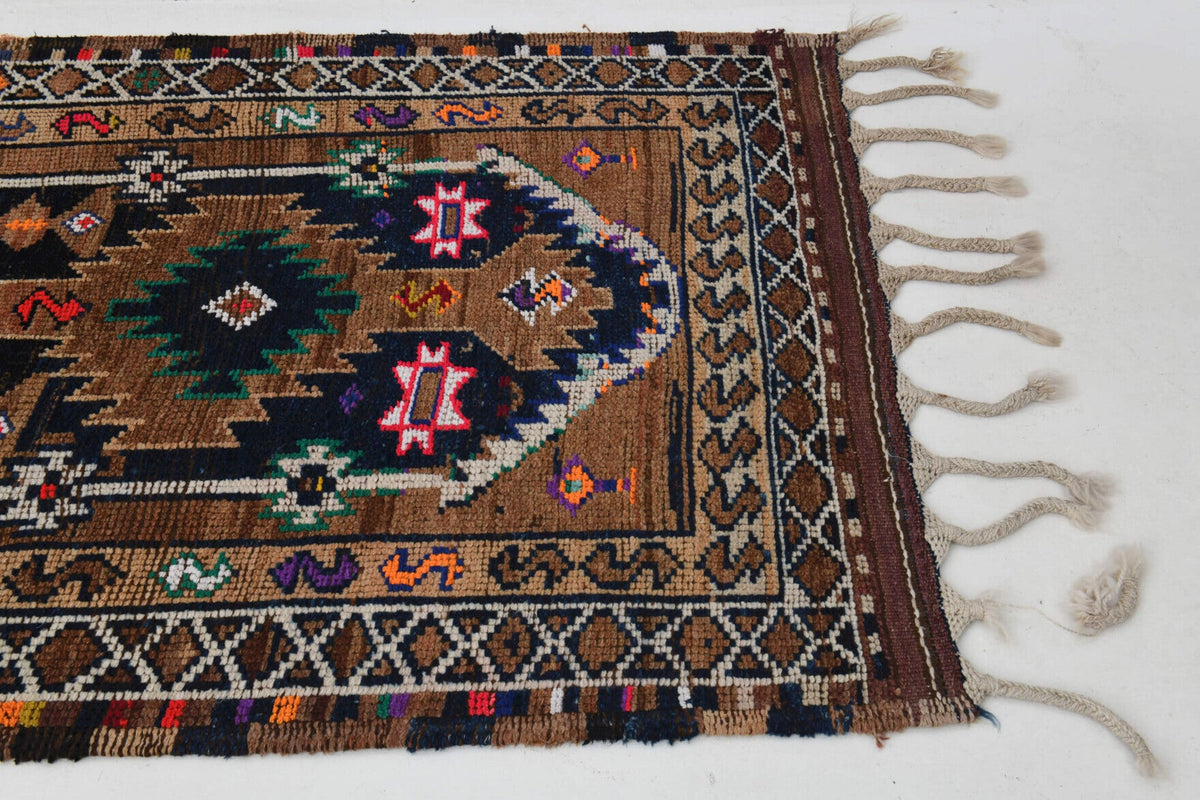 El yapımı vintage yolluk 94x302 cm oryantal desenli yün - mekan görünümü