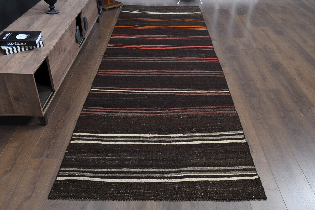 El yapımı vintage yolluk 122x378 cm oryantal desenli yün - detay görünümü