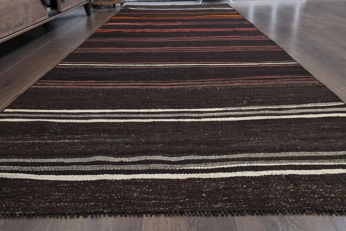 El yapımı vintage yolluk 122x378 cm oryantal desenli yün - yakın çekim doku detayı