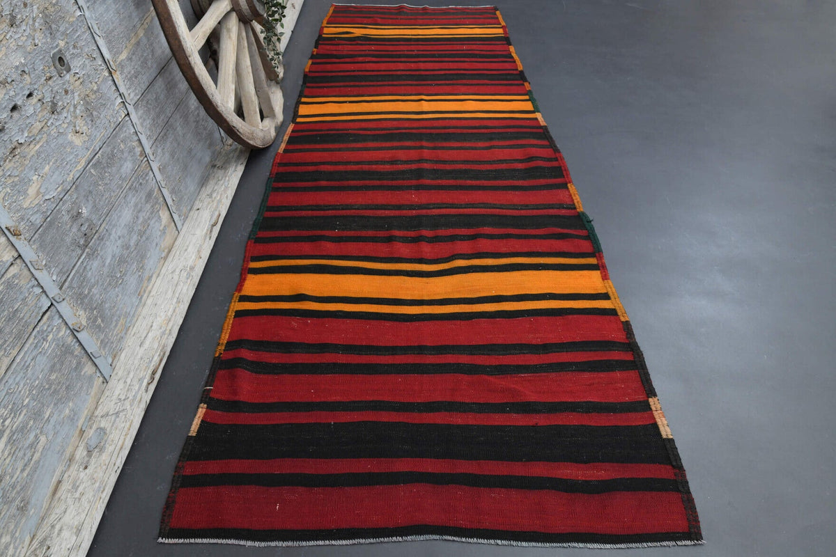 El yapımı vintage yolluk 122x368 cm oryantal desenli yün - detay görünümü