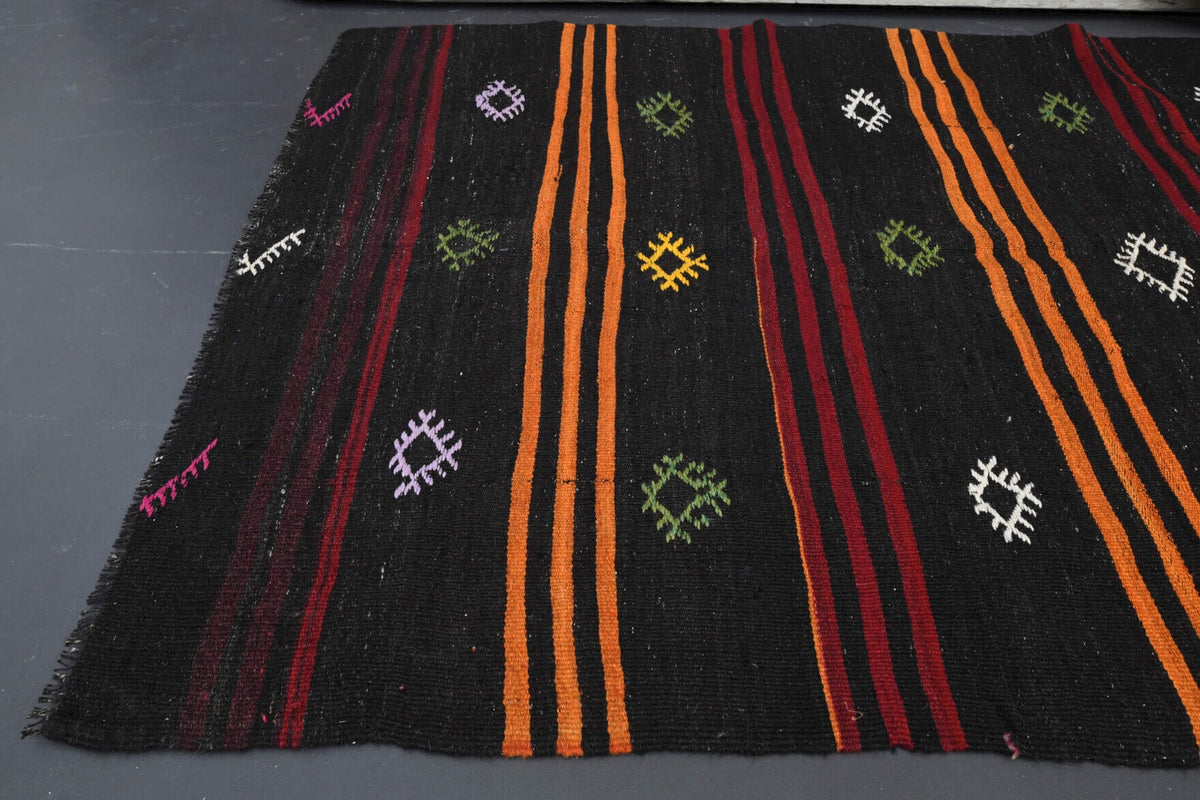 El yapımı vintage yolluk 142x411 cm oryantal desenli yün - desen detayı