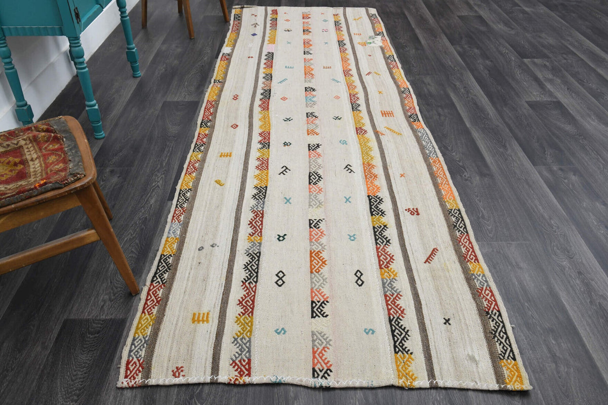 El yapımı vintage yolluk 117x345 cm oryantal desenli yün - detay görünümü