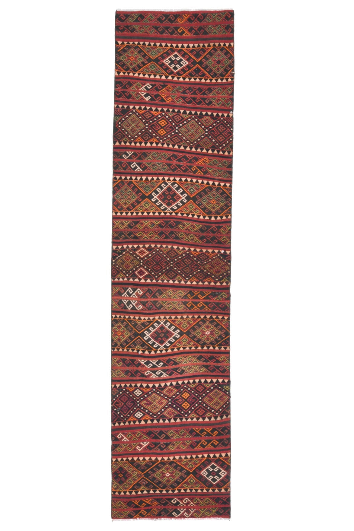 El yapımı vintage yolluk 64x272 cm oryantal desenli yün