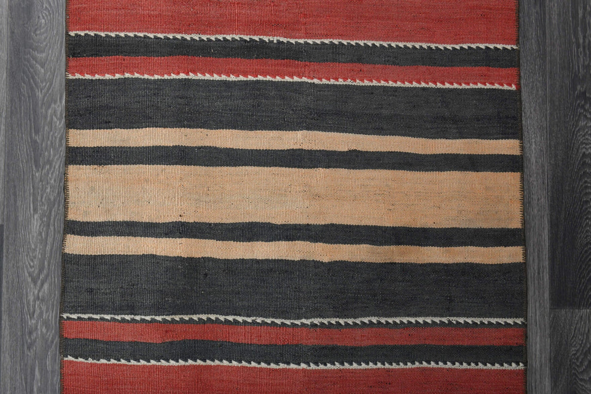 El yapımı vintage yolluk 86x318 cm oryantal desenli yün - üstten görünüm