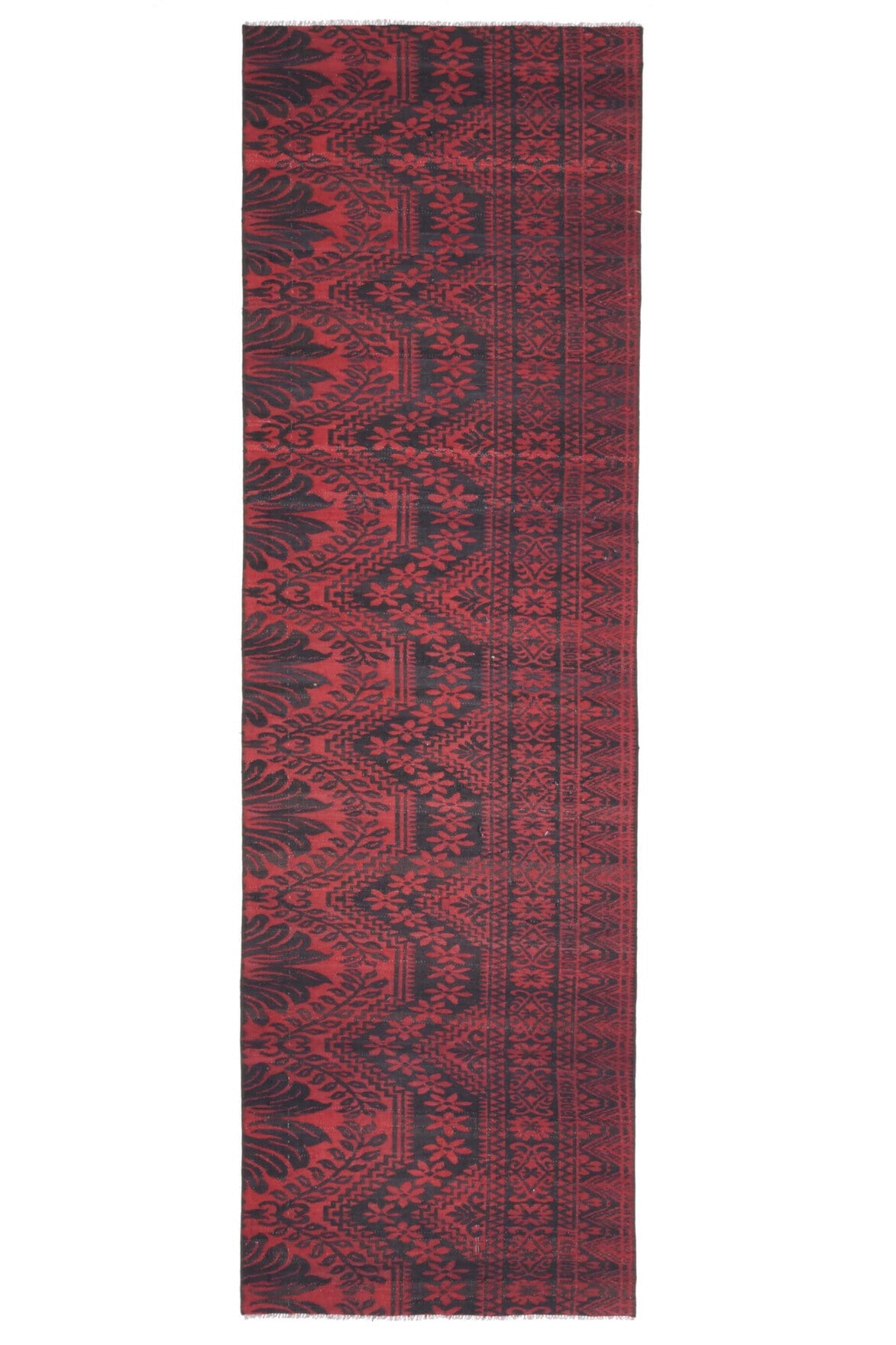 El yapımı vintage yolluk 79x259 cm oryantal desenli yün