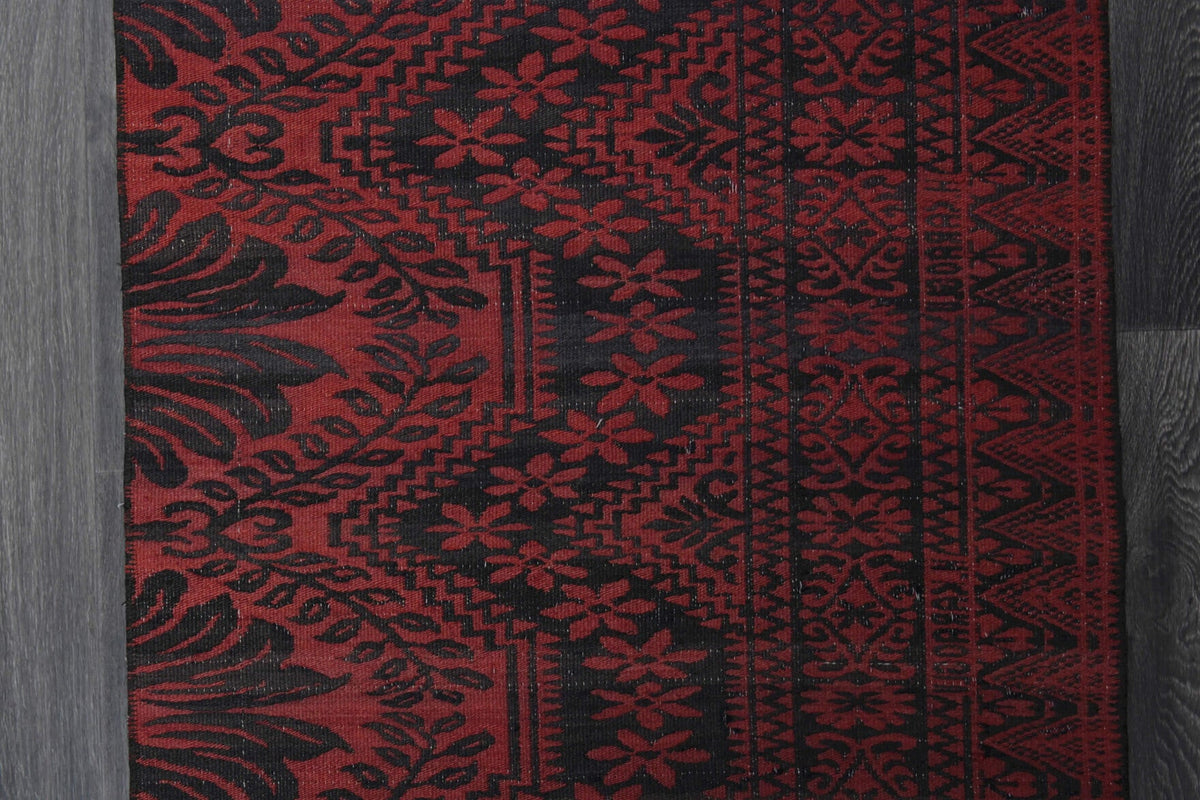 El yapımı vintage yolluk 79x259 cm oryantal desenli yün - üstten görünüm