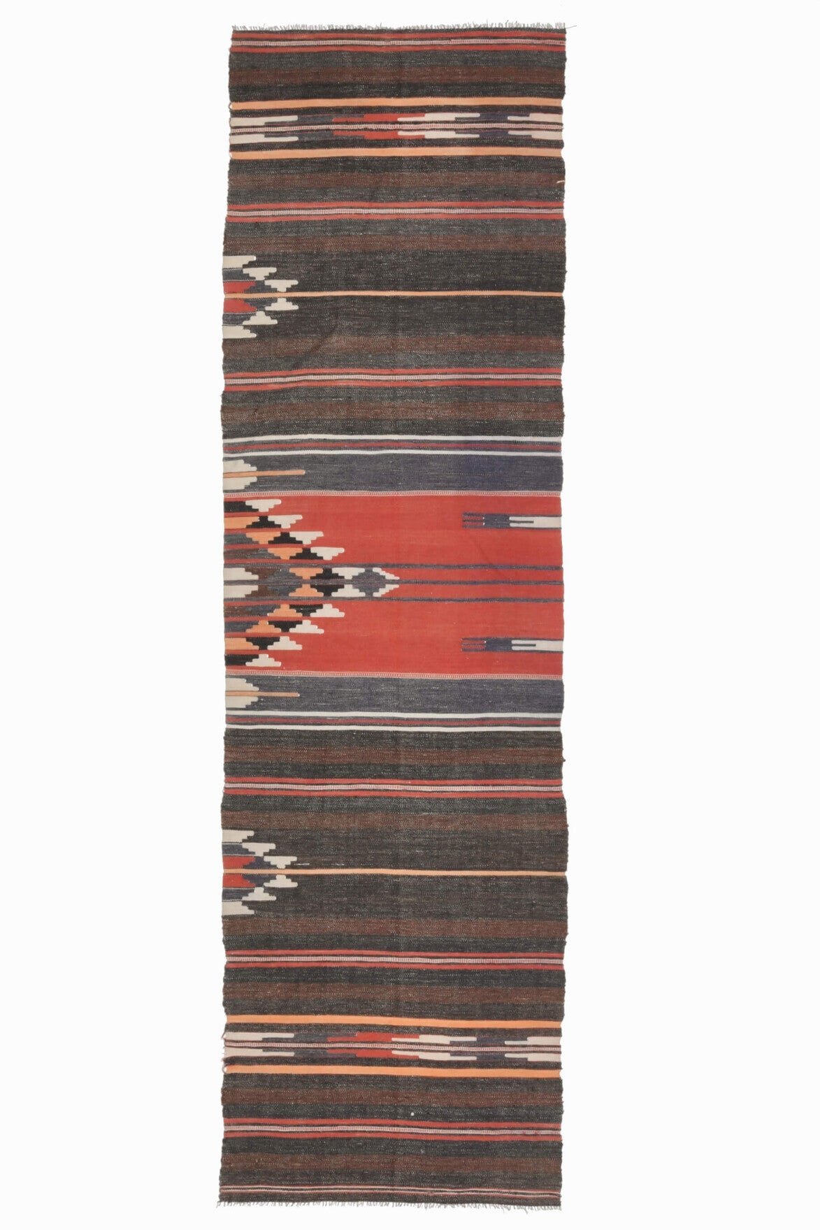 El yapımı vintage yolluk 74x254 cm oryantal desenli yün
