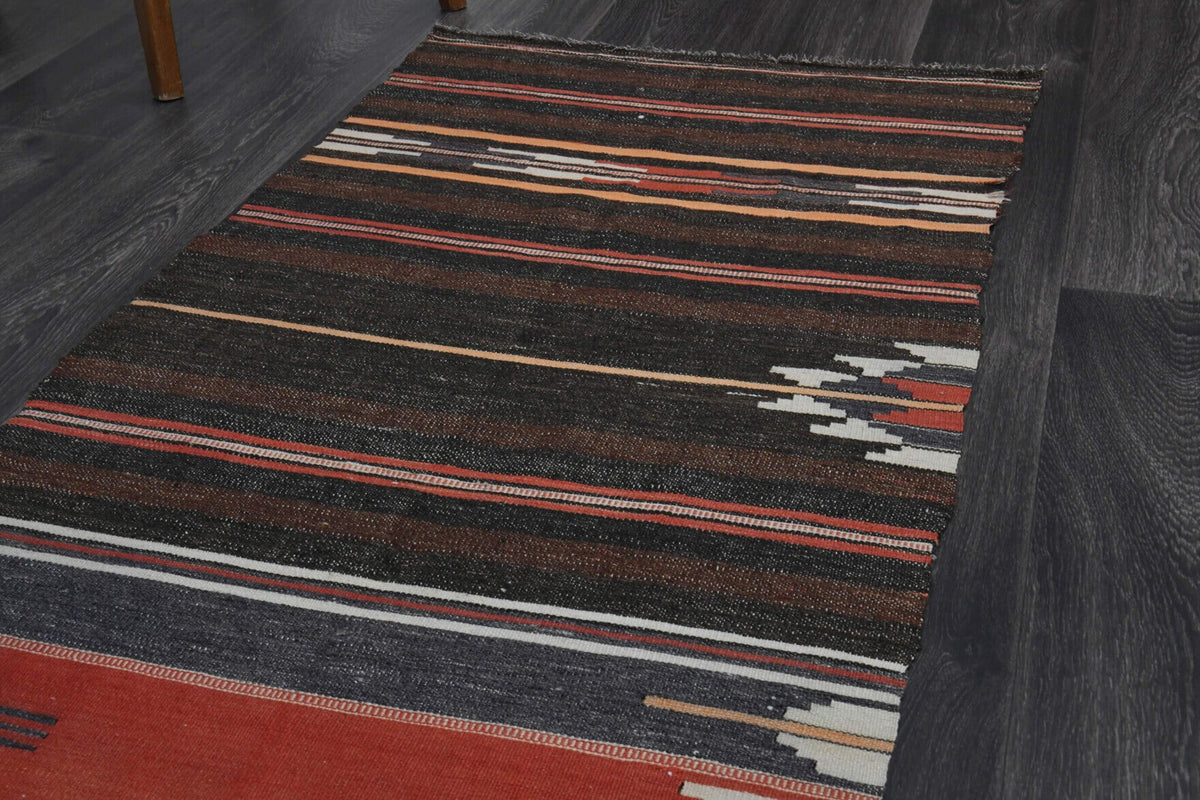 El yapımı vintage yolluk 74x254 cm oryantal desenli yün - desen detayı