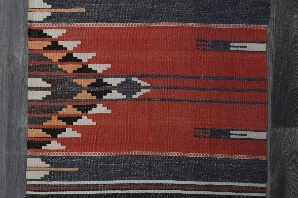 El yapımı vintage yolluk 74x254 cm oryantal desenli yün - üstten görünüm