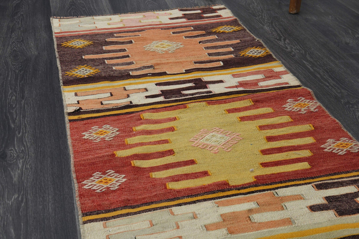 El yapımı vintage yolluk 61x216 cm oryantal desenli yün - mekan görünümü